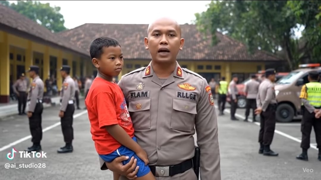 Tangkapan layar video polisi tangkap anak main ponsel. Foto ist